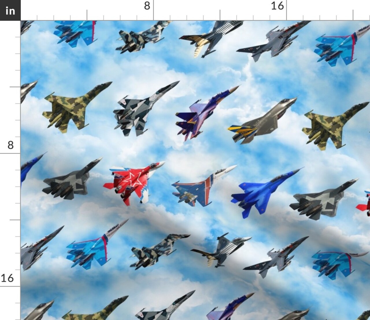 Fighters Airplane Planes Collage Fighter Air Boys Custom Printed Fabric by Spoonflower Various Fabrics by the Yard or Fat Quarter